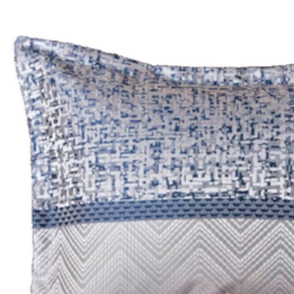 Queen 7 pc Harmony Jacquard Comforter Madison Park Set Navy & Silver - Picture 4 of 14